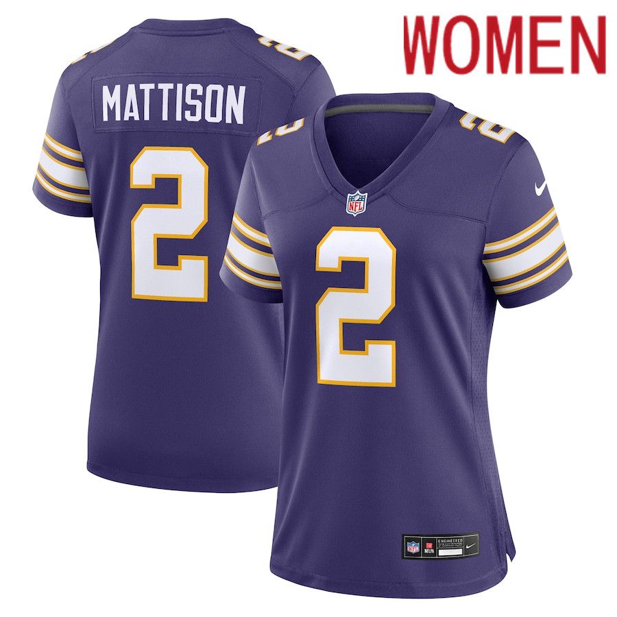 Women Minnesota Vikings 2 Alexander Mattison Nike Purple Classic Player Game NFL Jersey
